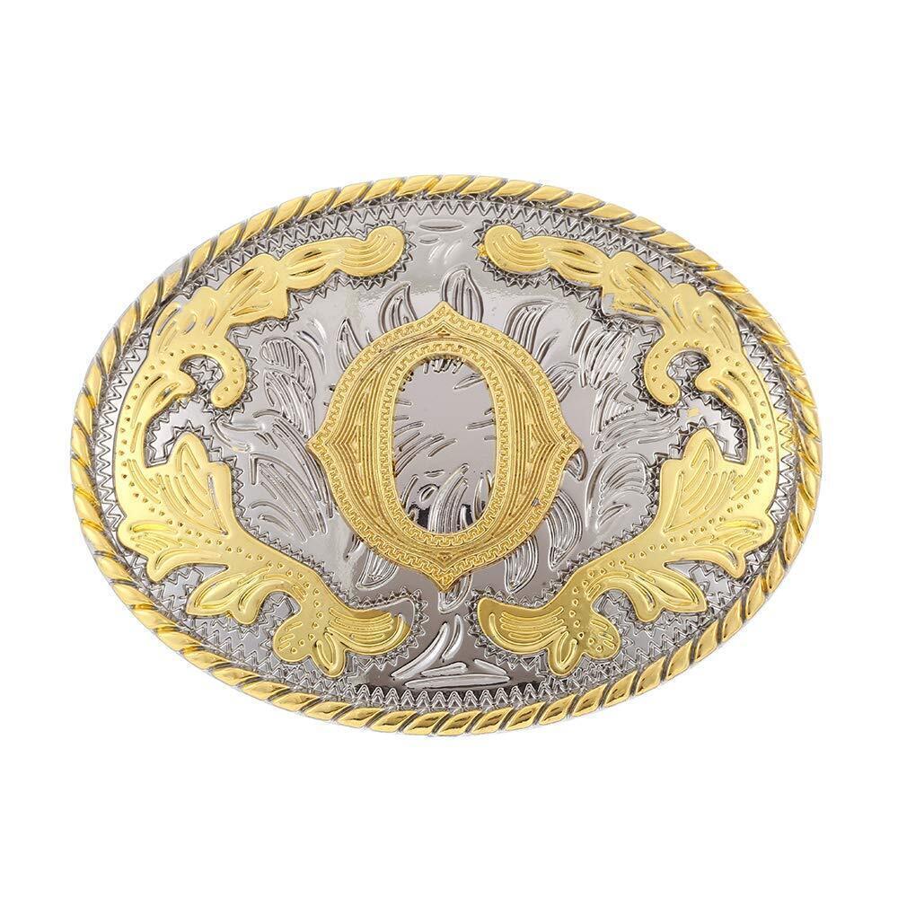 1702 Western Belt Buckle Initial Letters ABCDEFG to Y-Cowboy Rodeo Gold